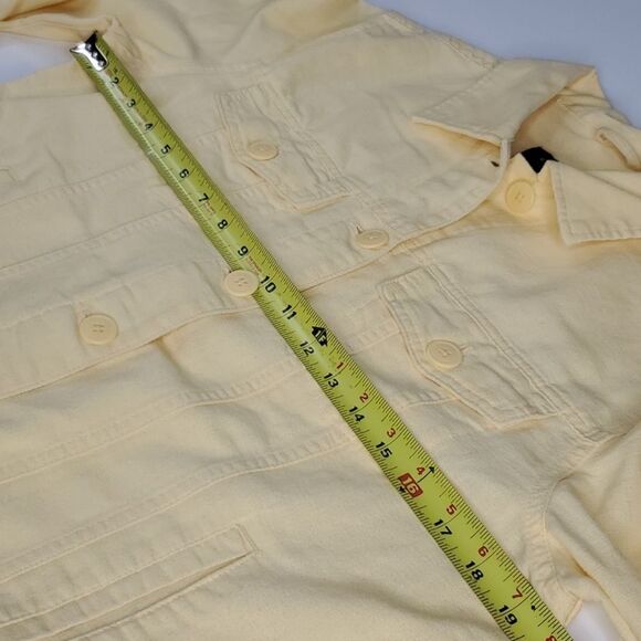M EDDIE BAUER LINEN COTTON PALE PASTEL YELLOW SHIRT SHACKET JACKET MEDIUM - Picture 2 of 14